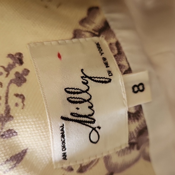 Milly of New York Cotton Toile Lavender on Cream Print Dress Size 8 - Picture 7 of 8